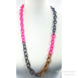 J. Crew Ombre link hot pink/greys/brown necklace